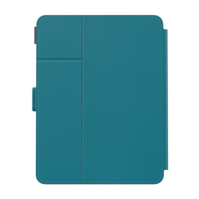 Straight-on view of the back of the case, with folio closed#color_deep-sea-teal-cloudy-grey