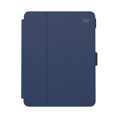 Straight-on view of the front of the case, with folio closed#color_arcadia-navy-moody-grey