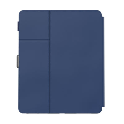 Straight-on view of the back of the case, with folio closed#color_arcadia-navy-moody-grey