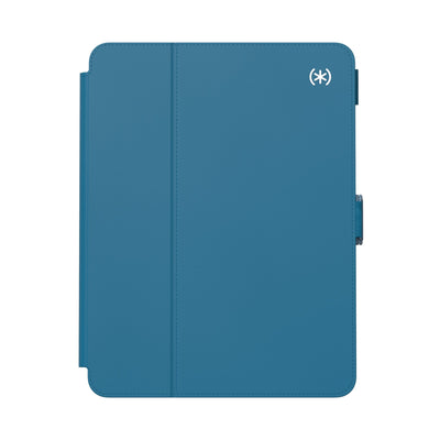 Straight-on view of the front of the case, with folio closed.#color_piccards-blue-frost-beige-faded-teal