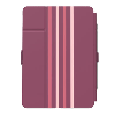 Straight-on view of the back of the case, with folio closed#color_crimson-forest-stripes-lush-burgundy