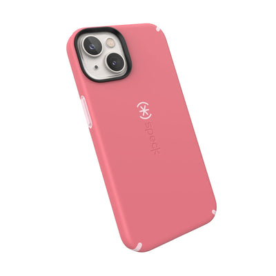 Tilted three-quarter angled view of back of phone case#color_sweet-coral-light-coral