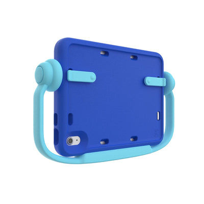 Three-quarter view of back of Case-E Run with handle in down position#color_charge-blue-brave-blue