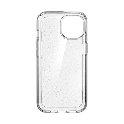 Straight-on view of inside of phone case.#color_clear-platinum-glitter
