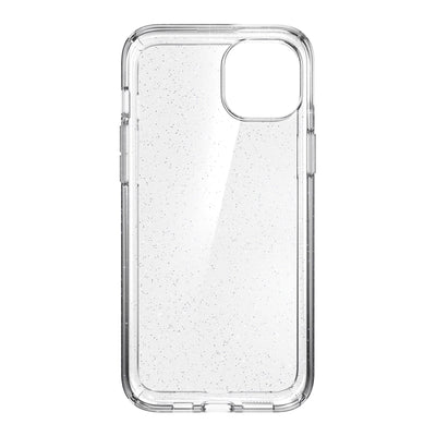 Straight-on view of inside of phone case.#color_clear-platinum-glitter