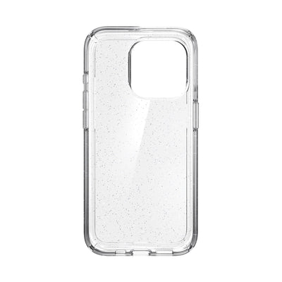 Straight-on view of inside of phone case.#color_clear-platinum-glitter