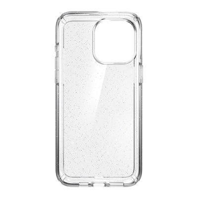 Straight-on view of inside of phone case.#color_clear-platinum-glitter