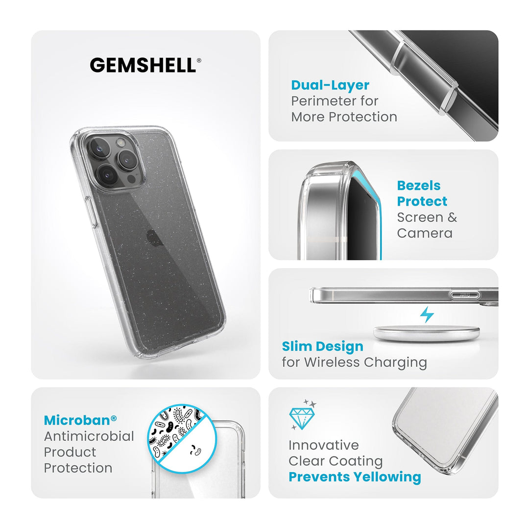 Speck GemShell iPhone 15 Pro Max Case Clear/Platinum Glitter Speck GemShell iPhone 15 Pro Max Case Clear/Platinum Glitter