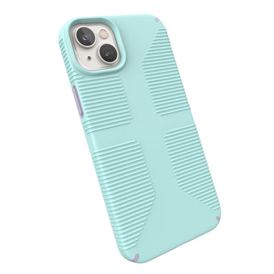 Tilted three-quarter angled view of back of phone case#color_pale-cyan-lilac