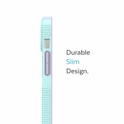 Side view of phone case - Durable slim design.#color_pale-cyan-lilac