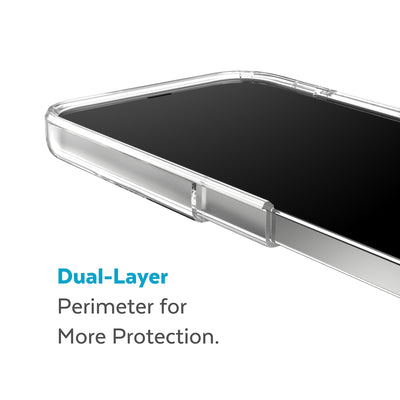 Cutaway view of case showing interior and exterior layers - Dual layer perimeter for more protection.#color_clear