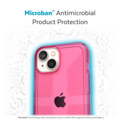 Back view of phone case with halo protecting it from bacteria - Microban antimicrobial product protection.#color_dream-pink-tint