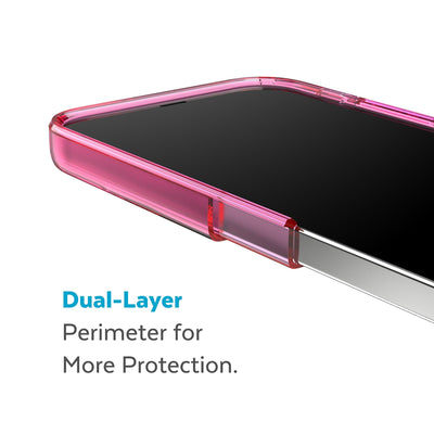 Cutaway view of case showing interior and exterior layers - Dual layer perimeter for more protection.#color_dream-pink-tint