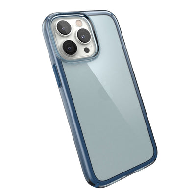 Tilted three-quarter angled view of back of phone case#color_glass-navy