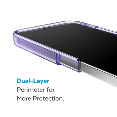 Cutaway view of case showing interior and exterior layers - Dual layer perimeter for more protection.#color_amethyst-tint