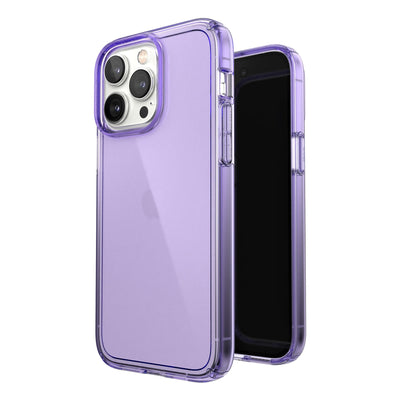 Three-quarter view of back of phone case simultaneously shown with three-quarter front view of phone case#color_amethyst-tint