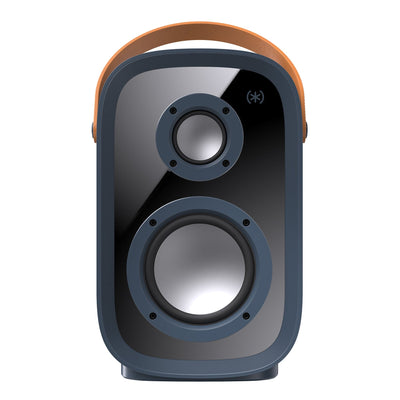 Straight-on front view of speaker#color_dark-grey-chrome-tan