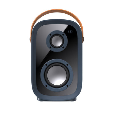 Straight-on front view of speaker#color_dark-grey-chrome-tan