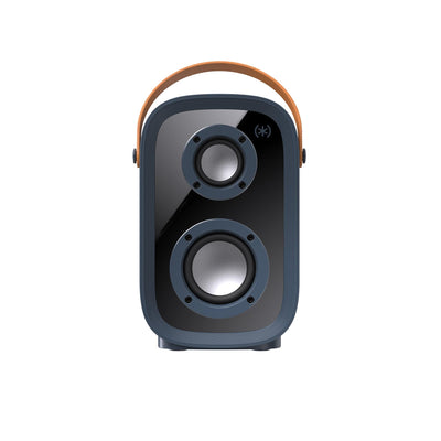 Straight-on front view of speaker#color_dark-grey-chrome-tan