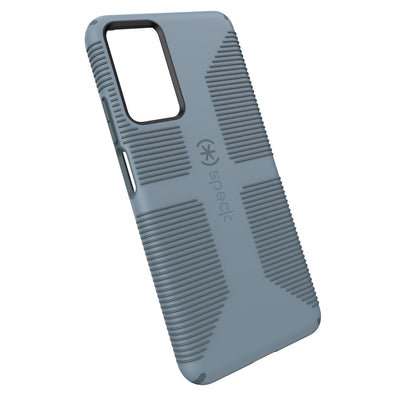 Tilted three-quarter angled view of back of phone case.#color_green-mist-tropical-olive