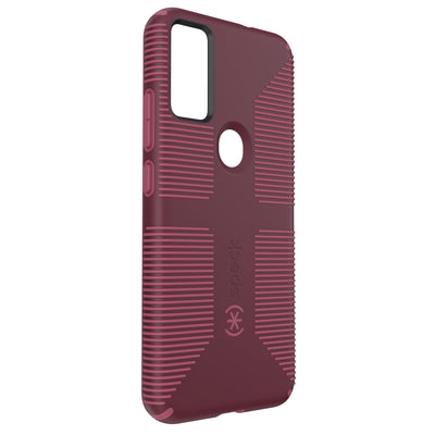 Three-quarter view of back of phone case.#color_rusty-red-currant-red