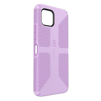 Three-quarter view of back of phone case#color_phlox-purple-pale-iris