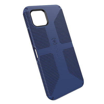 Tilted three-quarter angled view of back of phone case#color_true-blue-fresh-indigo