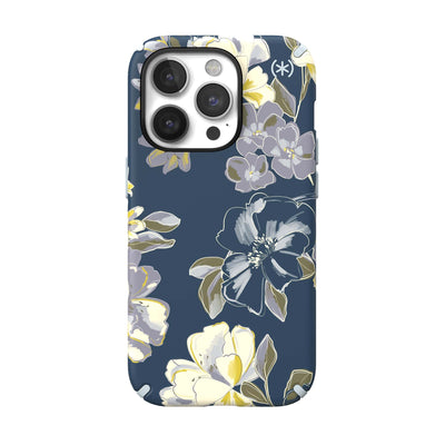 View of the back of the phone case from straight on#color_artistic-floral-tear-blue