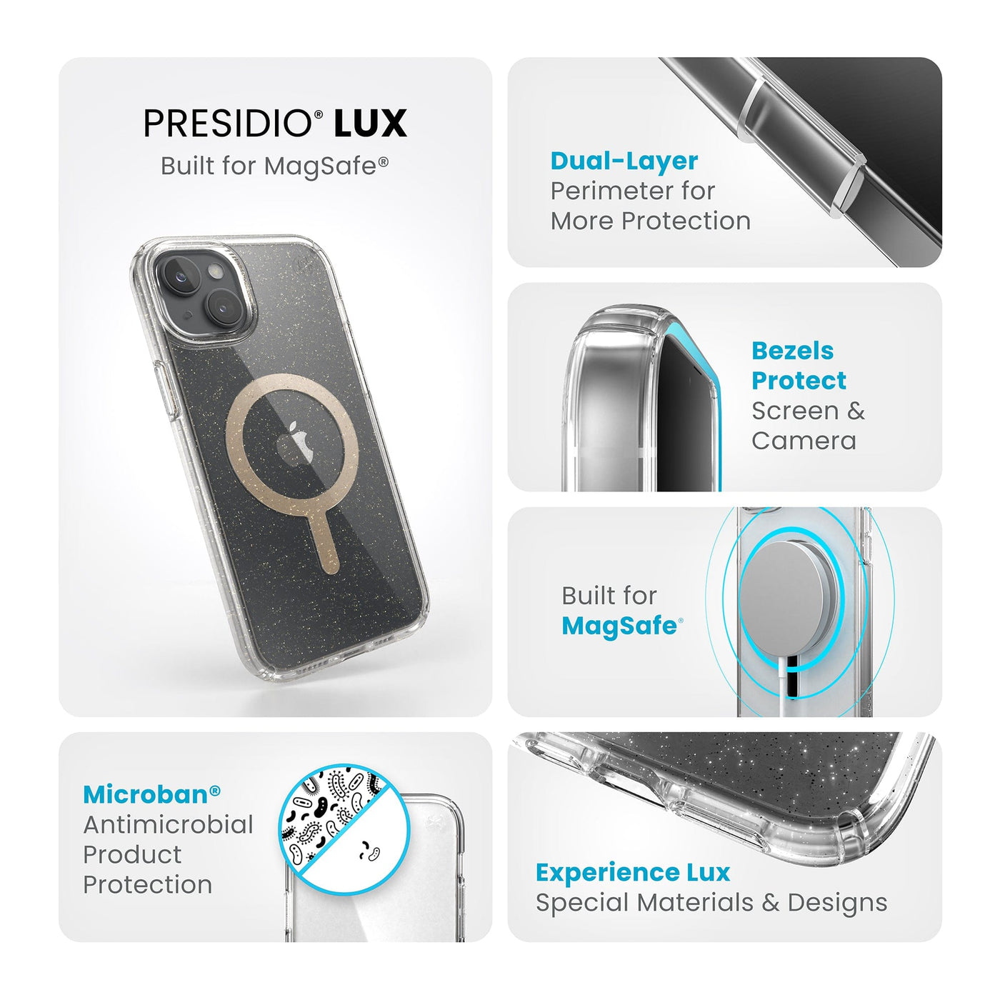 Speck Presidio Lux Glitter MagSafe iPhone 15 Plus Cases Best iPhone 15 Plus  - $49.99