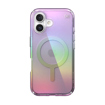 Back view of the phone case with phone inside from straight on#color_amazing-purple-clear