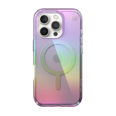 Back view of the phone case with phone inside from straight on#color_amazing-purple-clear