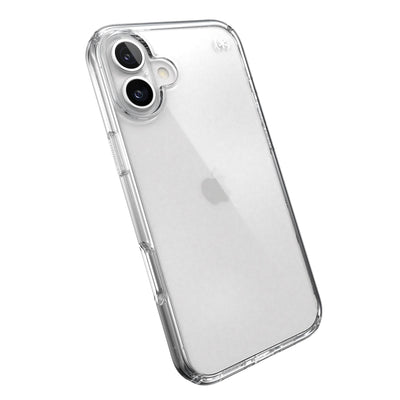 Tilted slight perspective view of back of phone case with phone inside#color_clear