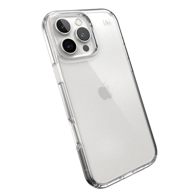 Tilted slight perspective view of back of phone case with phone inside#color_clear