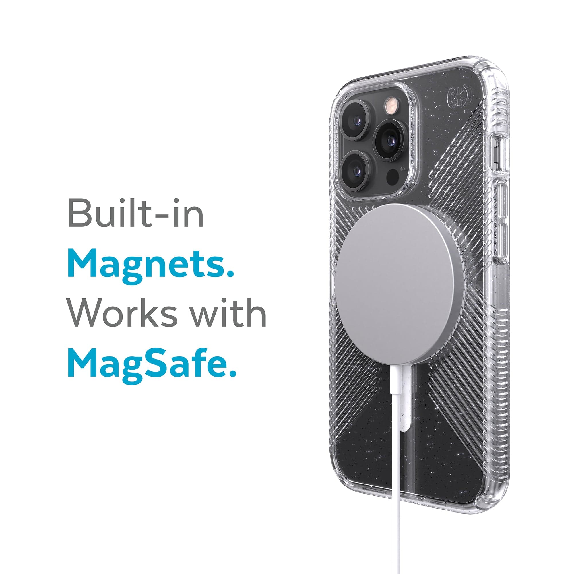 Presidio Perfect-Clear Glitter + Grips MagSafe iPhone 13 Pro Max Case - Thumbnail 5