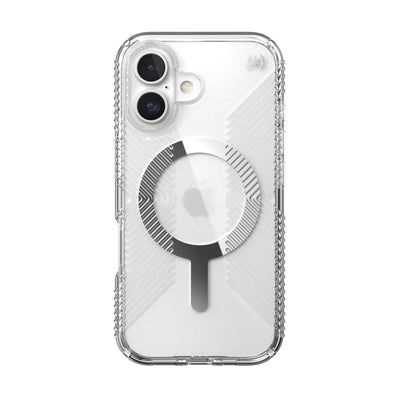 Back view of the phone case with phone inside from straight on#color_clear-chrome