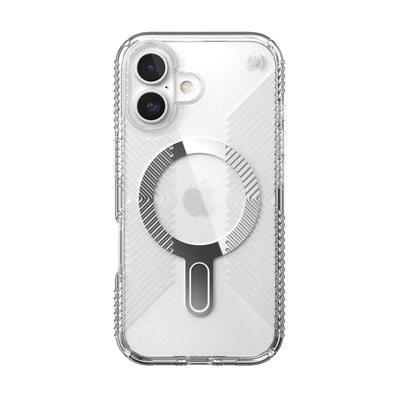 Back view of the phone case with phone inside from straight on#color_clear-chrome