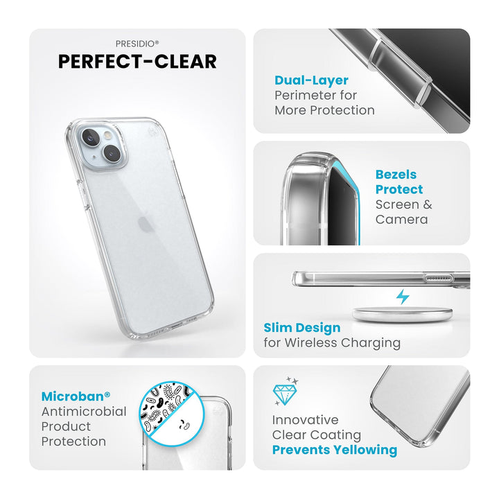 Speck Presidio Perfect-Clear iPhone 15 Plus Cases Best iPhone 15