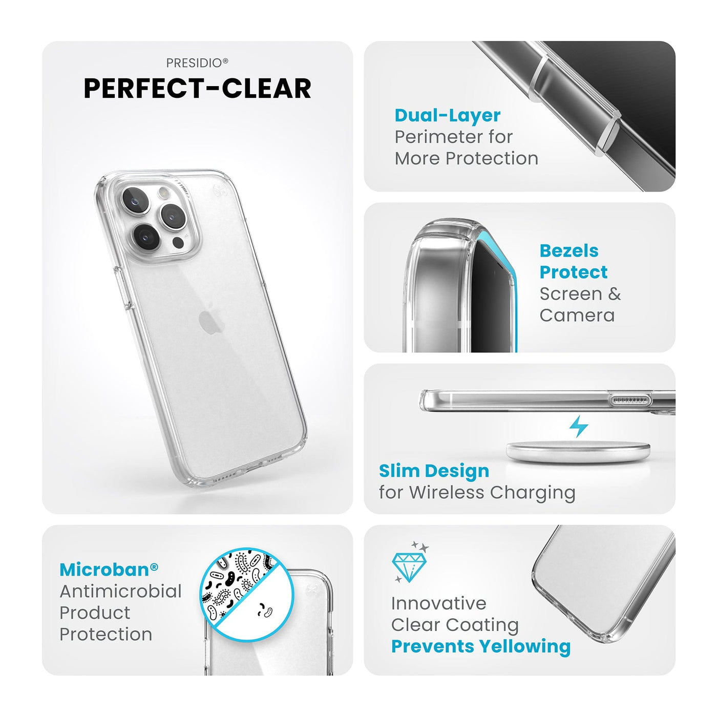 Speck Presidio Perfect-Clear iPhone 15 Pro Max Cases Best iPhone 15 Pro Max  - $39.99