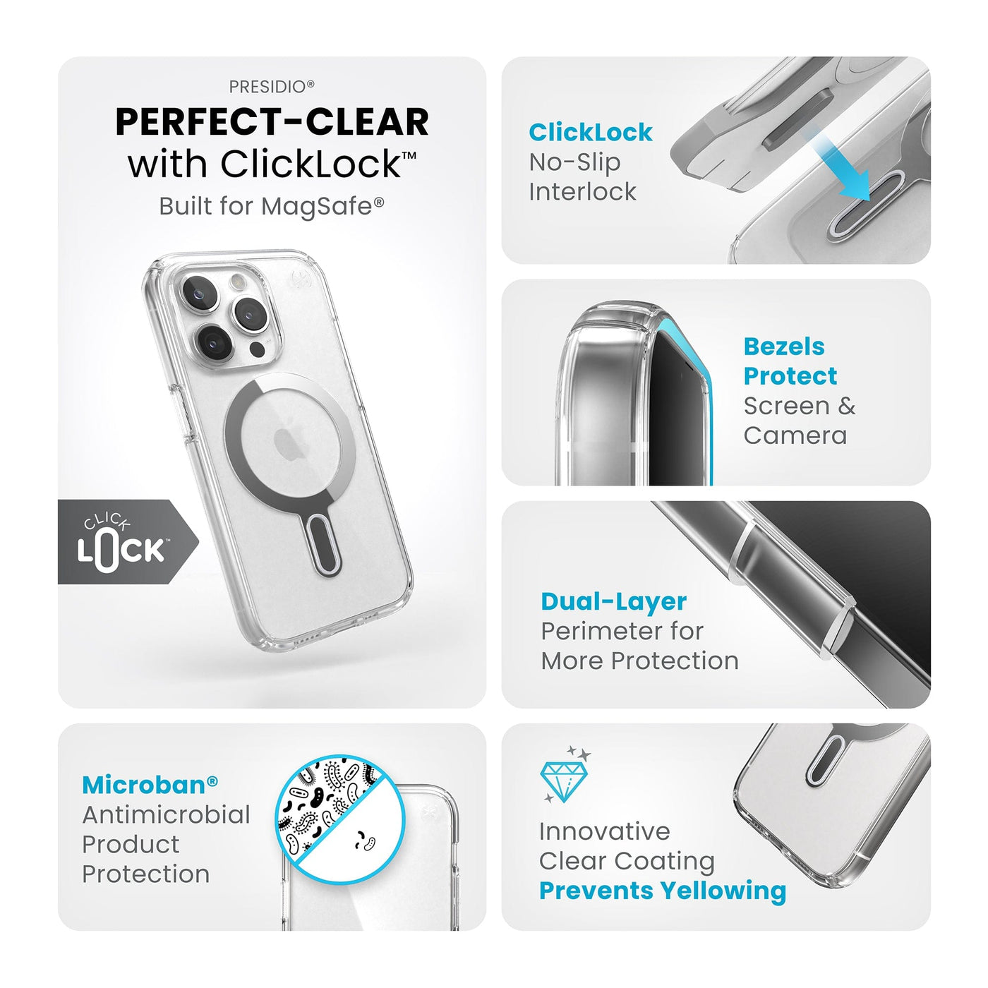 Speck Presidio Perfect-Clear Case - Clear - iPhone 15 Pro Max
