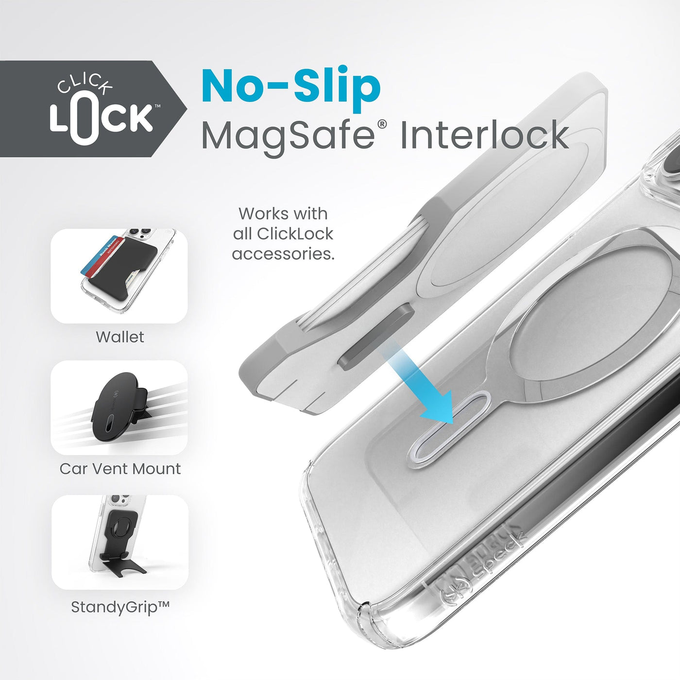 Funda Para iPhone 15 Pro Max Presidio Perfect Clear Grip Clicklock  Compatible Con MagSafe En Transparente