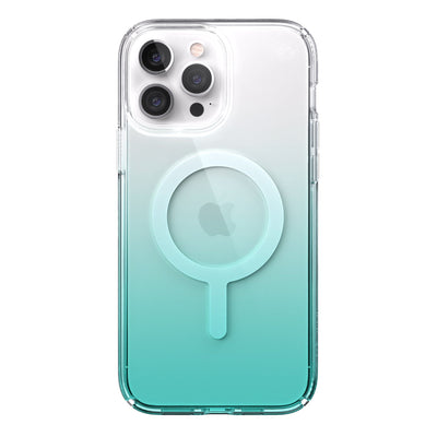 View of the back of the phone case from straight on.#color_clear-fantasy-teal-fade