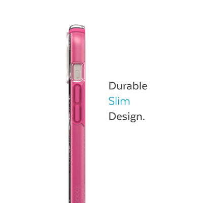 Side view of phone case - Durable slim design.#color_clear-digital-pink