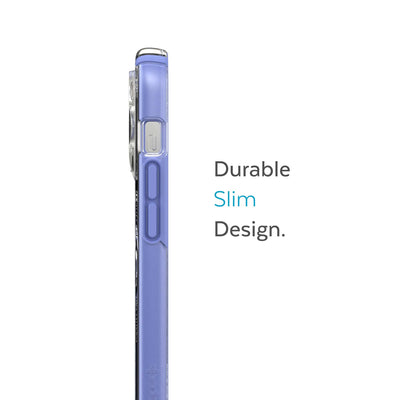 Side view of phone case - Durable slim design.#color_clear-grounded-purple