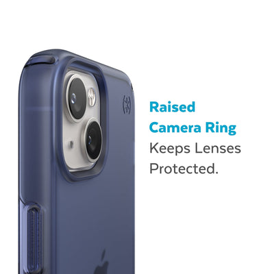 Slightly tilted view of side of phone case showing phone cameras - Raised camera ring keeps lenses protected.#color_coastal-blue