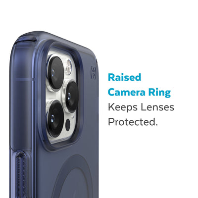 Slightly tilted view of side of phone case showing phone cameras - Raised camera ring keeps lenses protected.#color_coastal-blue