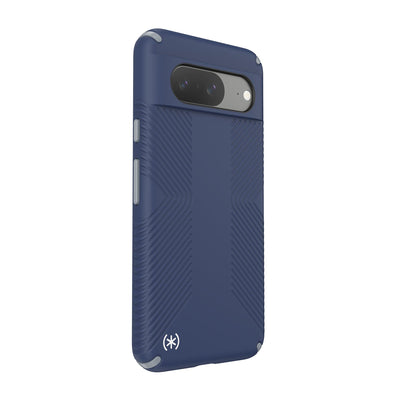 Three-quarter view of back of phone case.#color_coastal-blue-dust-grey