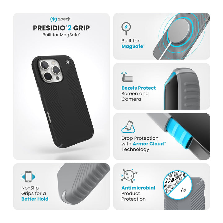 Speck Presidio2 Grip MagSafe Apple iPhone 16 Pro Case Best iPhone