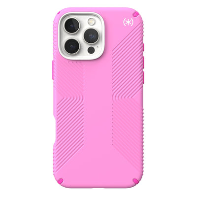 Back view of the phone case with phone inside from straight on#color_true-pink-shocking-pink