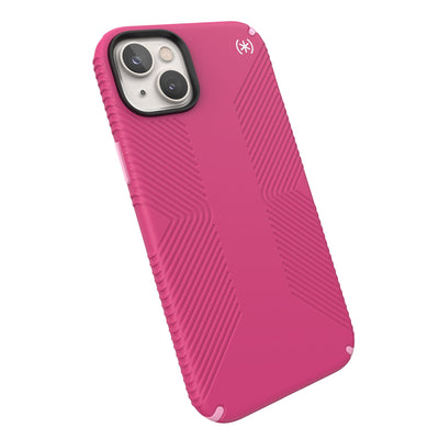 Tilted three-quarter angled view of back of phone case#color_digital-pink-blossom-pink