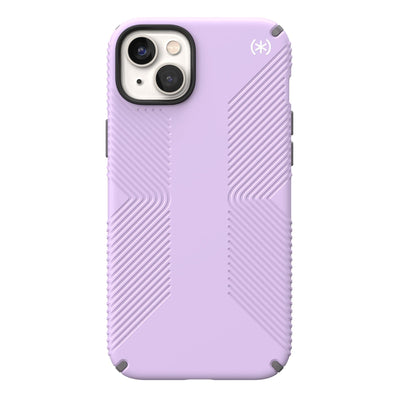 View of the back of the phone case from straight on#color_spring-purple-cloudy-grey